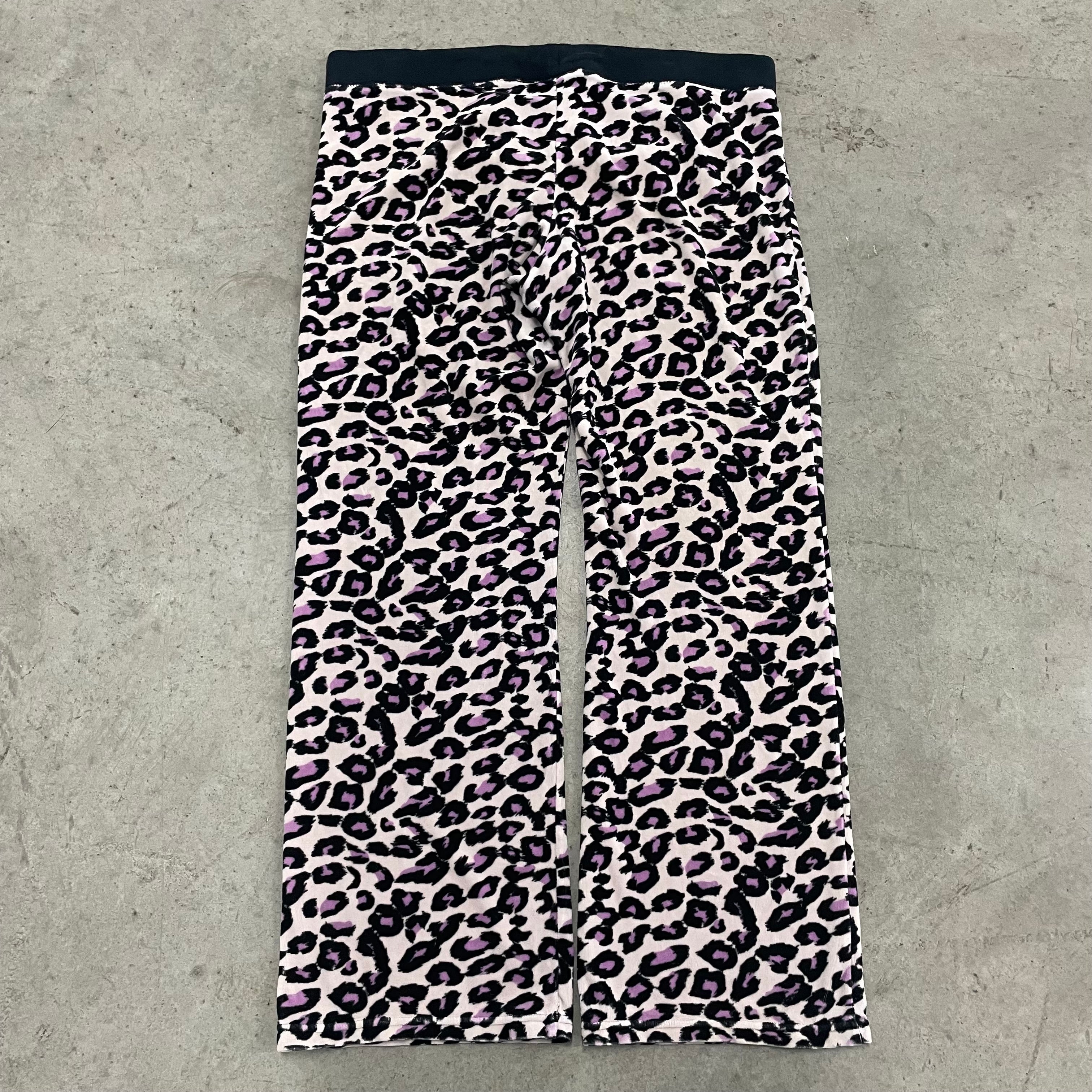 Vintage Juicy Couture Purple Leopard Print Velour Flared Pants Size M