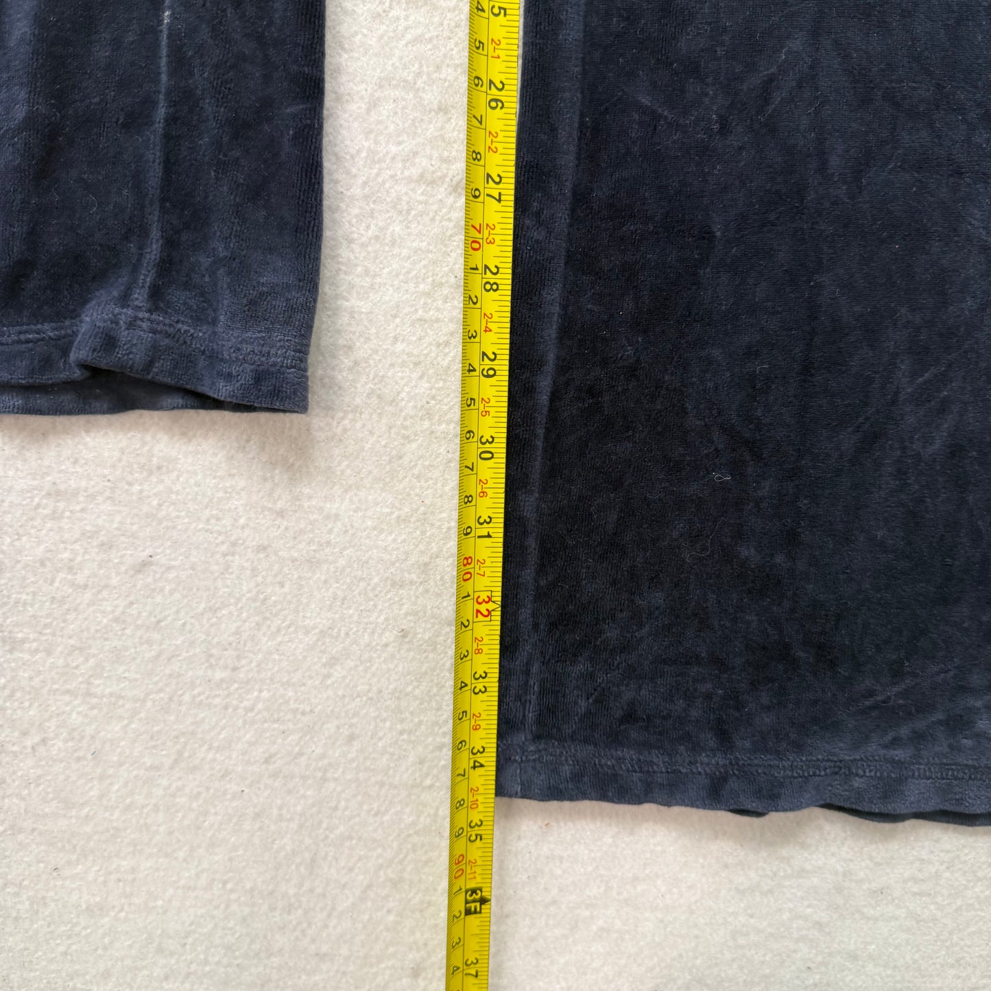 Vintage Juicy Couture Women's Navy Velour Flared Track Pants Loungewear Size S