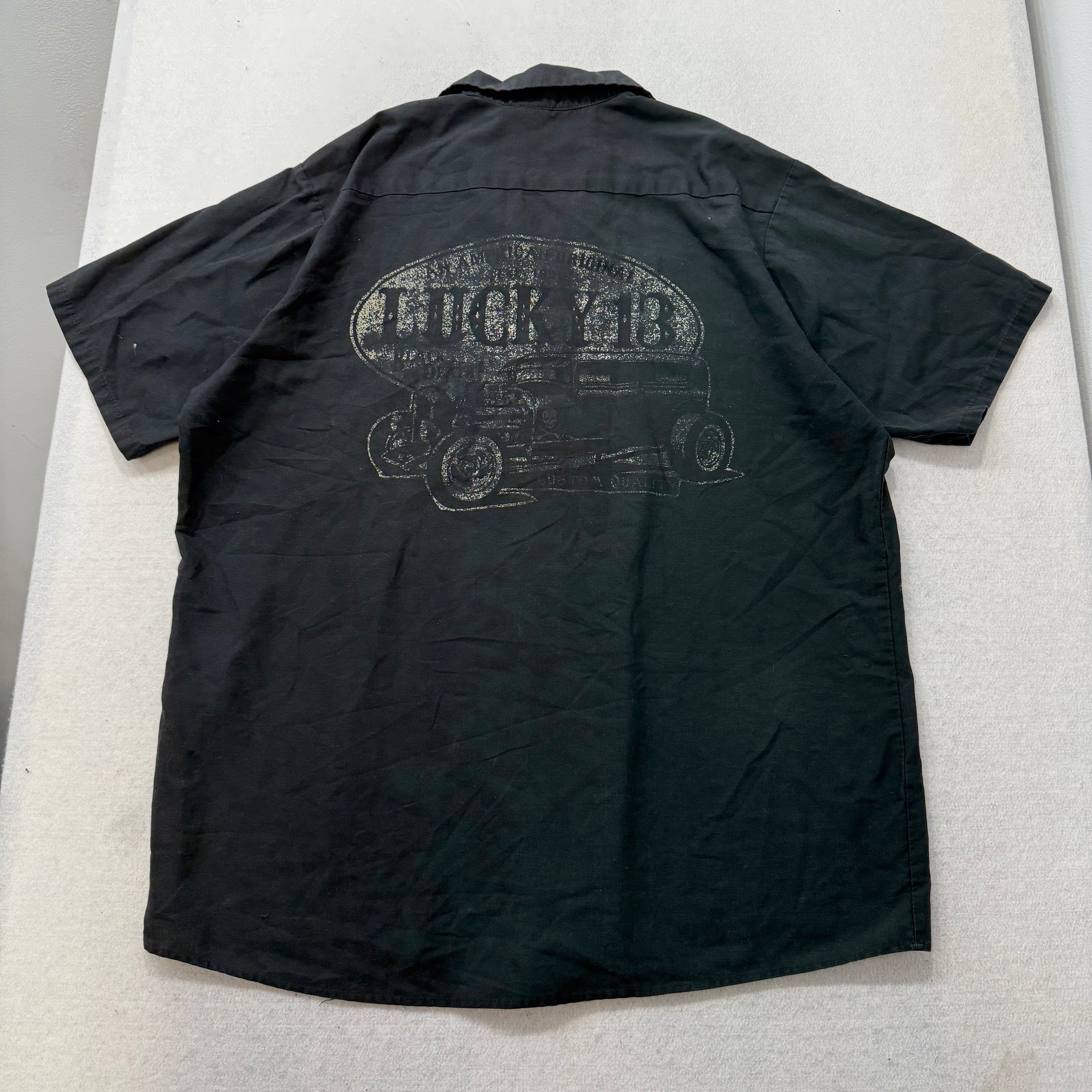 Lucky 13 Hot Rod Men's Black Short Sleeve Button Down Work Shirt Size XL