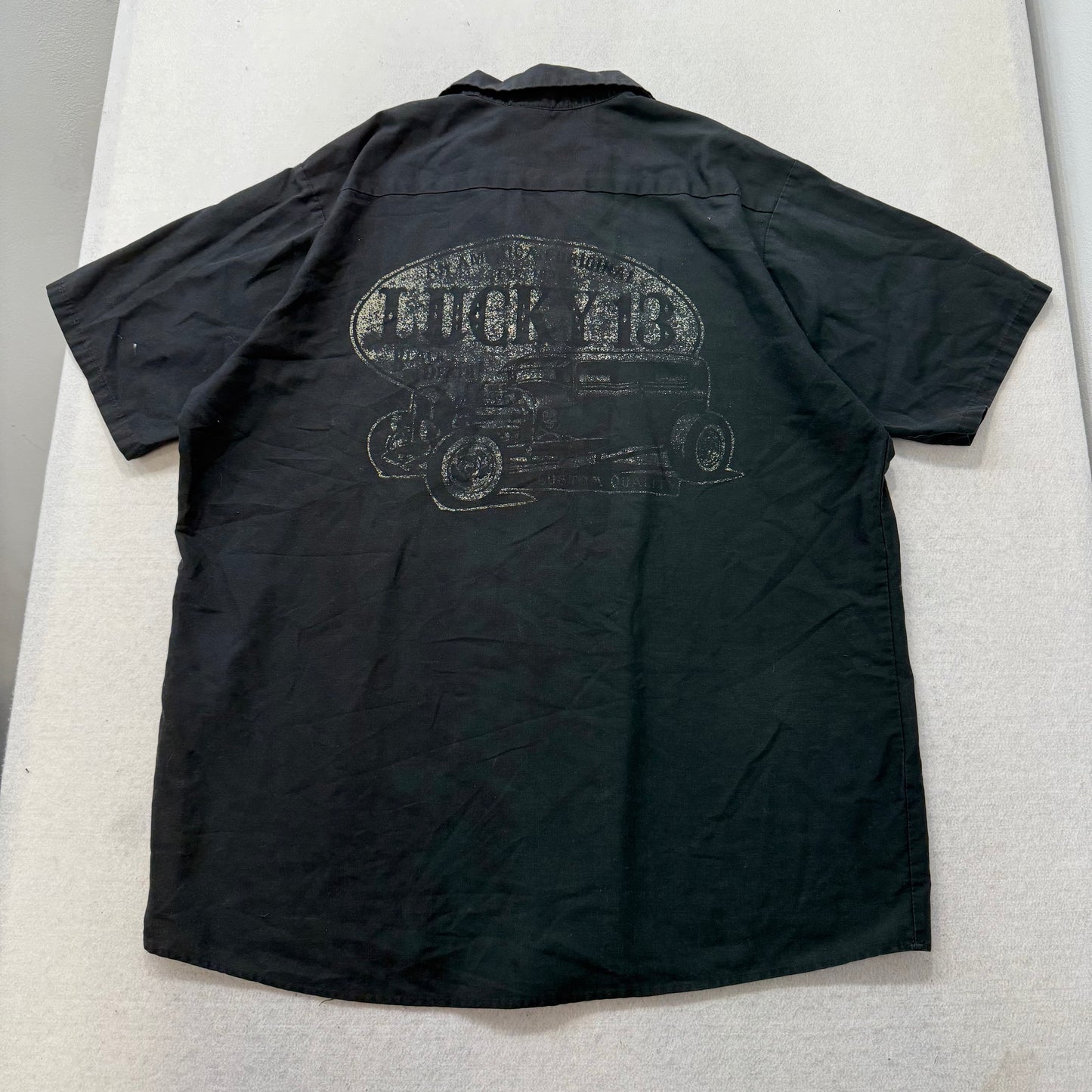 Lucky 13 Hot Rod Men's Black Short Sleeve Button Down Work Shirt Size XL