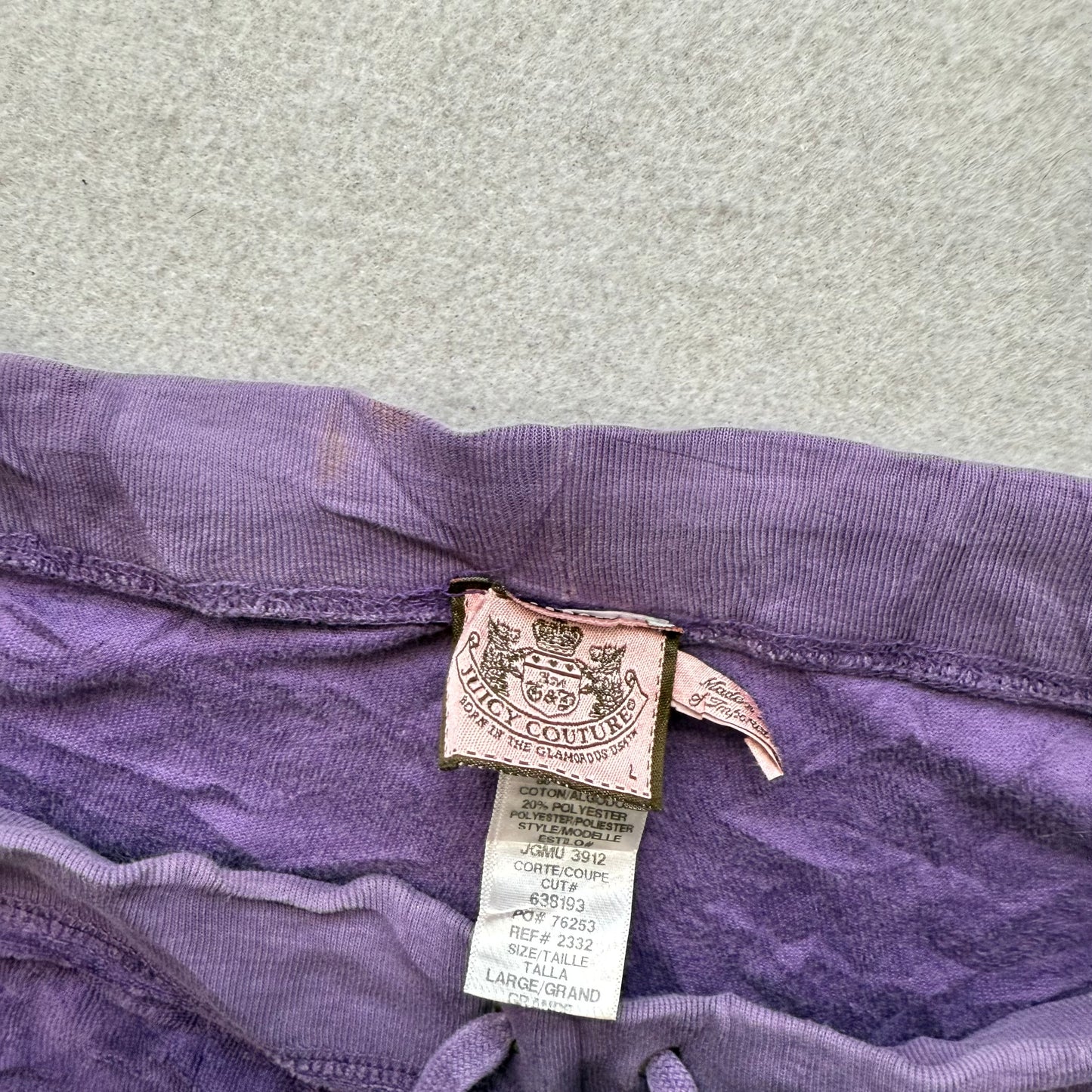 Vintage Juicy Couture Women's Purple Velour Flared Track Pant Loungewear Size L