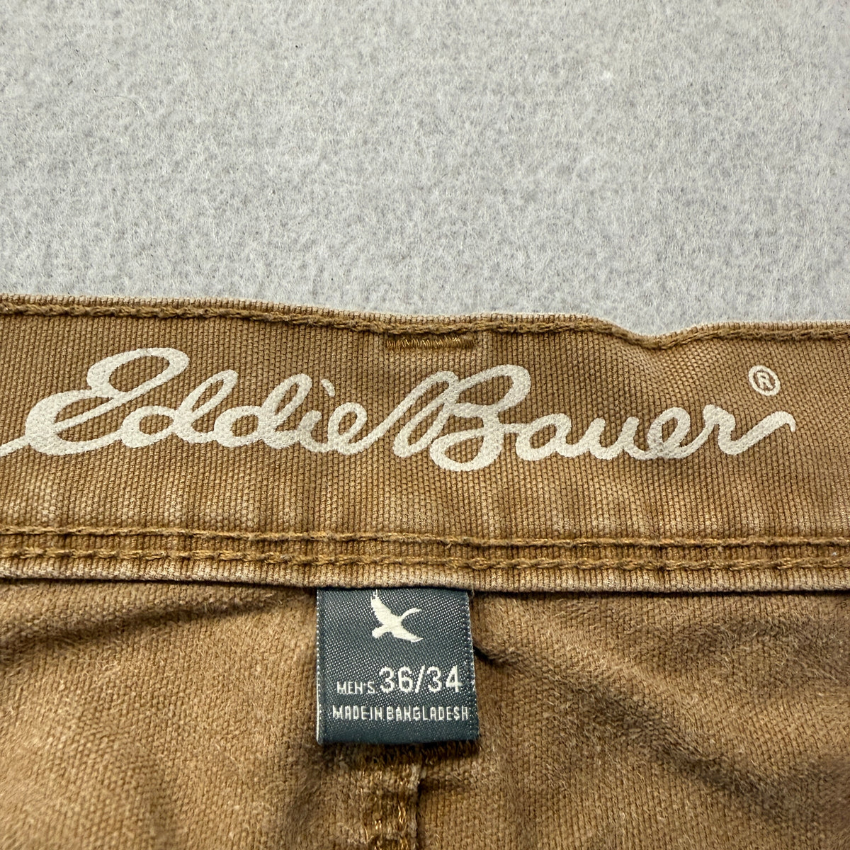 Eddie Bauer Straight Fit Canvas Pants Men's Tan Brown Cotton Five Pocket Size 36x34 photo 3