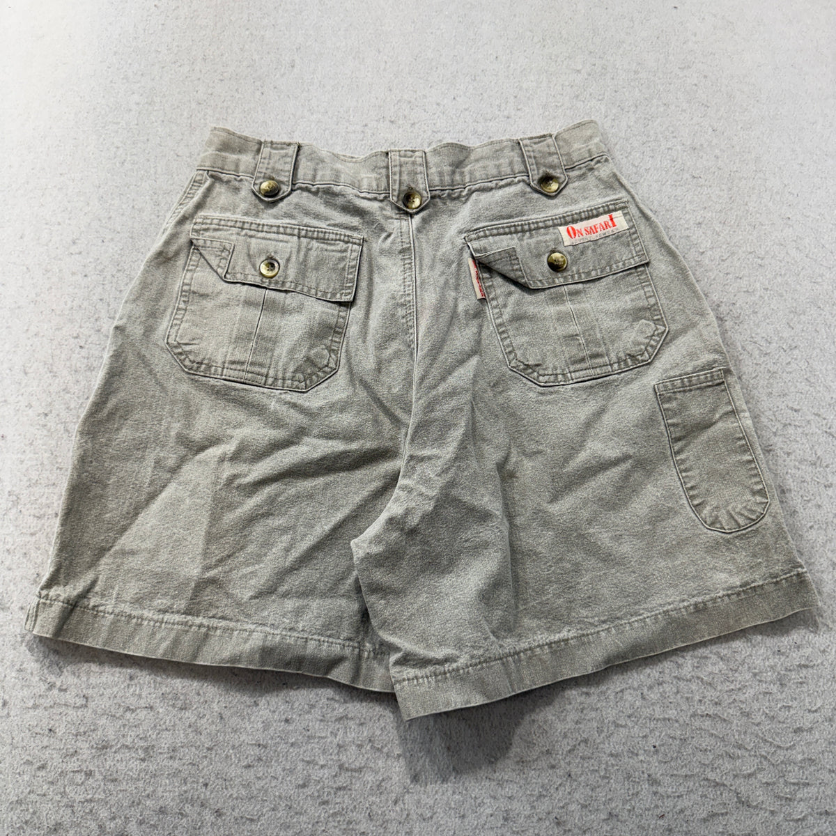 On Safari Vintage Adventure Wear Cargo Shorts Gray Size 12 photo 2