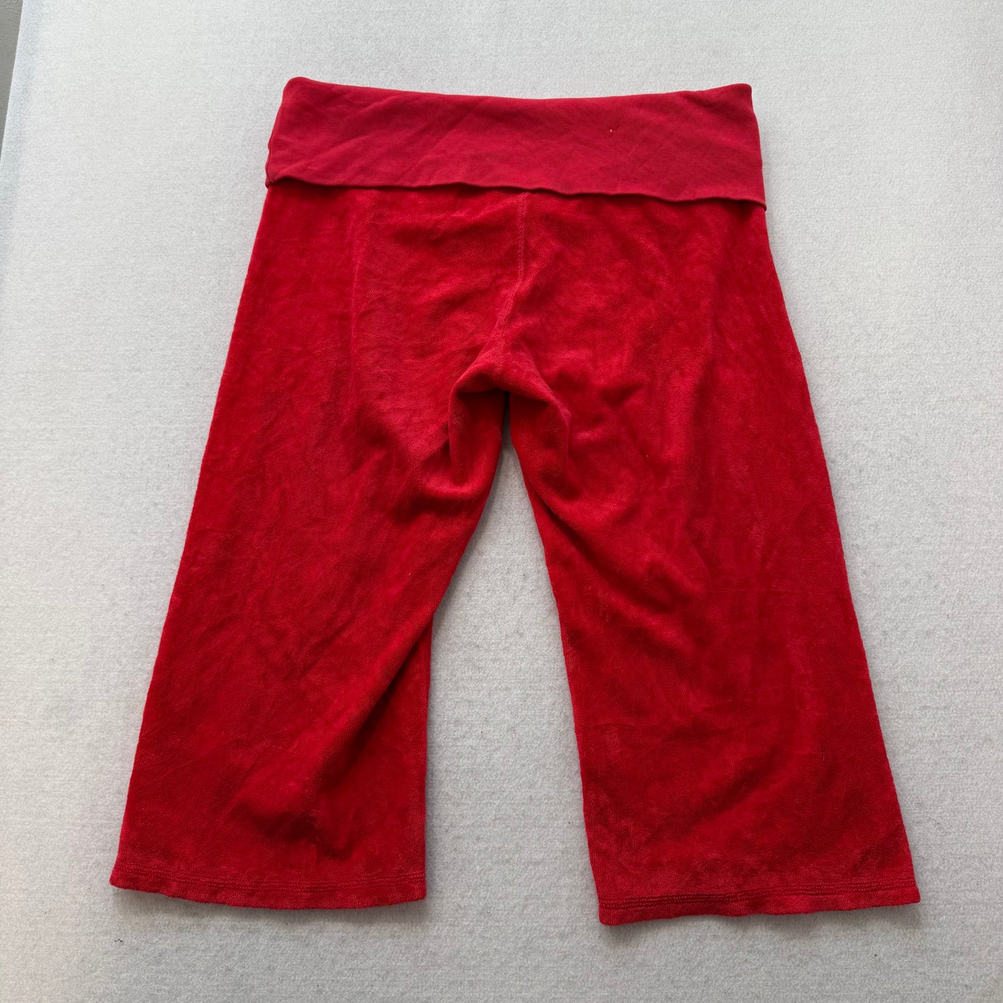 2003 Vintage Juicy Couture Women's Red Terrycloth Cropped Foldover Capris Size S