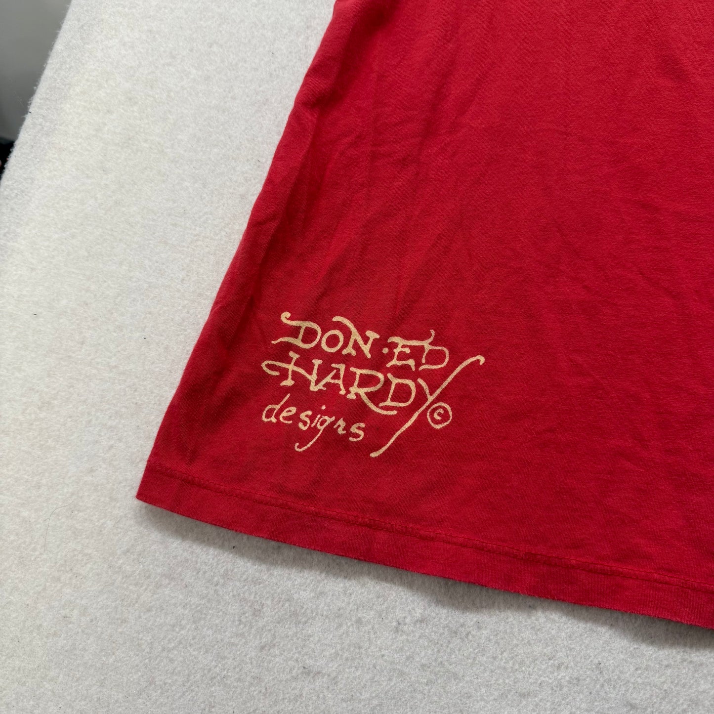 ED HARDY by Christian Audigier "Flame Pirate Skull" Red Graphic T-Shirt Size XXL