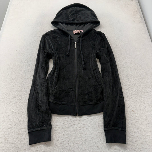 Juicy Couture Choose Juicy Women's Black Velour Tracksuit Set Hoodie & Pant - M