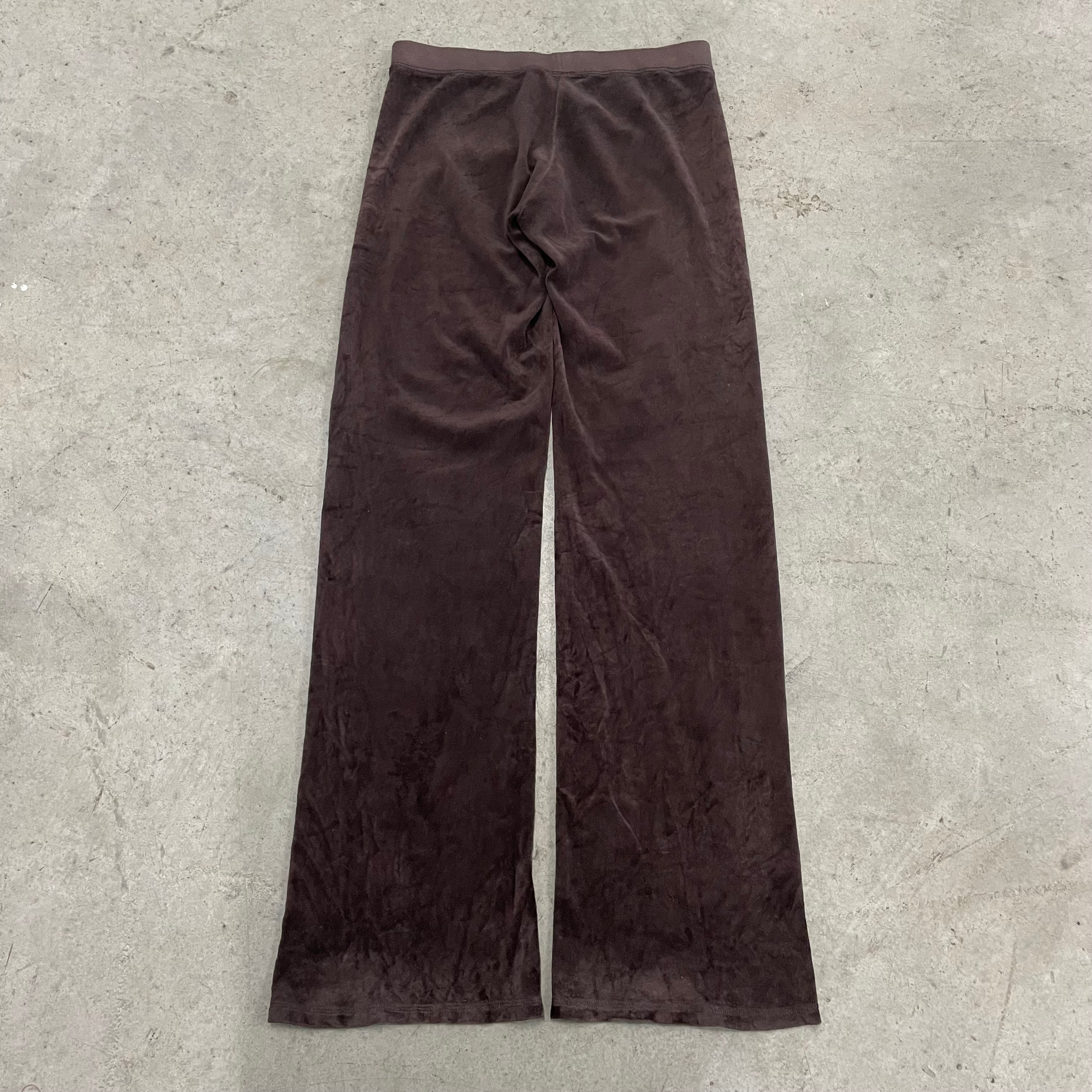 Vintage Juicy Couture “My Heart Belongs To Juicy Couture” Black Velour Flare Pants Size S