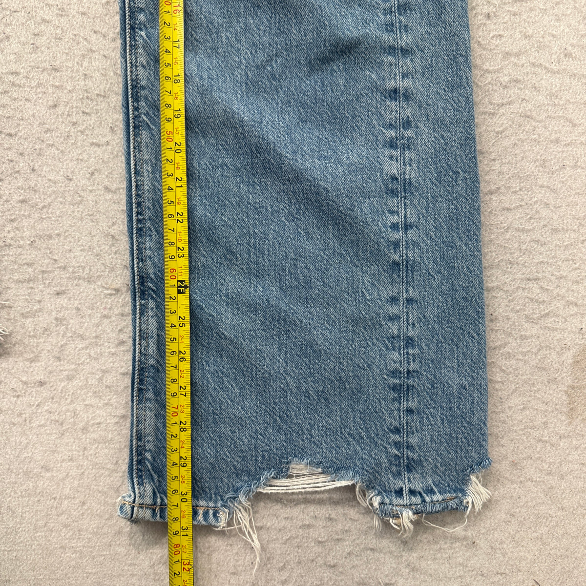 American Eagle Women's Blue Denim Wide Leg Jeans Distressed Hem Jeans Size 00