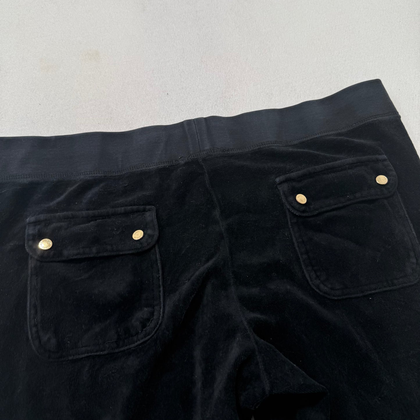 Juicy Couture Black Velour Tracksuit Set Zip Up Hoodie & Flared Pant Logo Size L