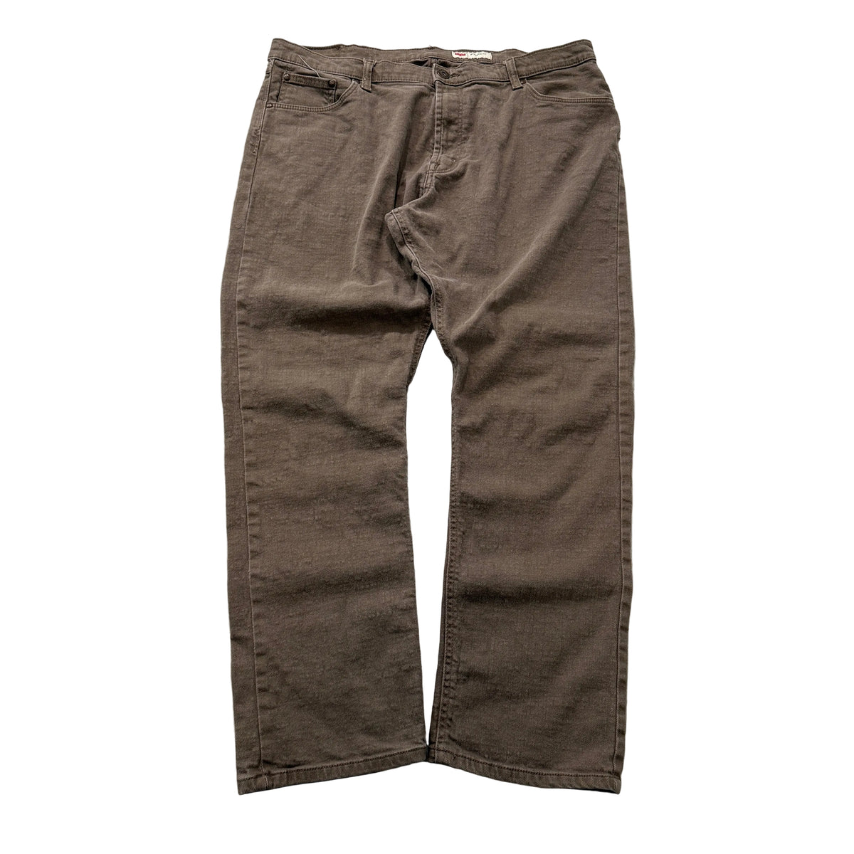 Wrangler Mens Brown Canvas Pants Athletic Fit Pockets Zip-Fly Classic Size 38x30