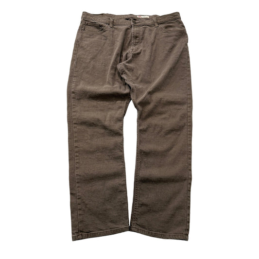 Wrangler Mens Brown Canvas Pants Athletic Fit Pockets Zip-Fly Classic Size 38x30