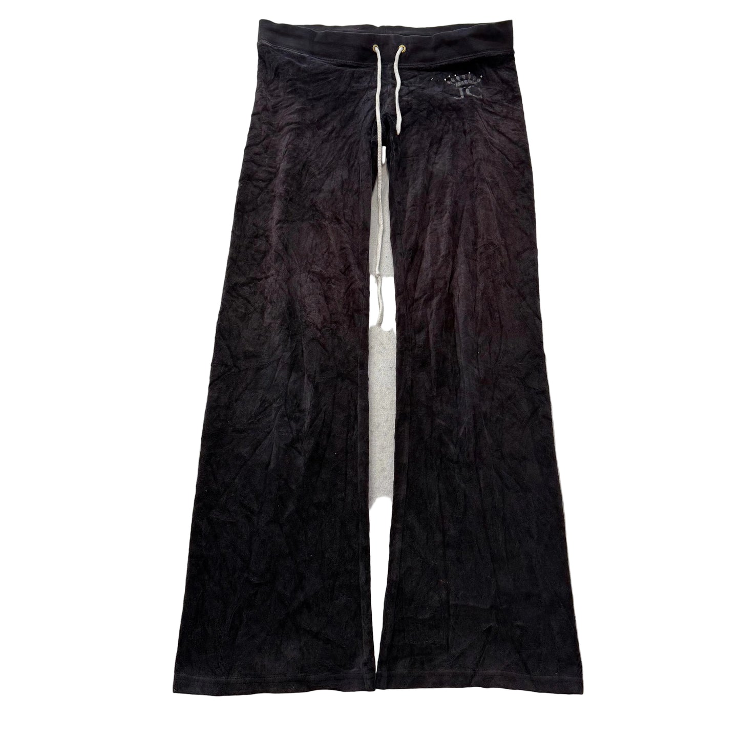 Juicy Couture Women's Faded Black Velour Flare Track Pant Loungewear Y2k Size XS