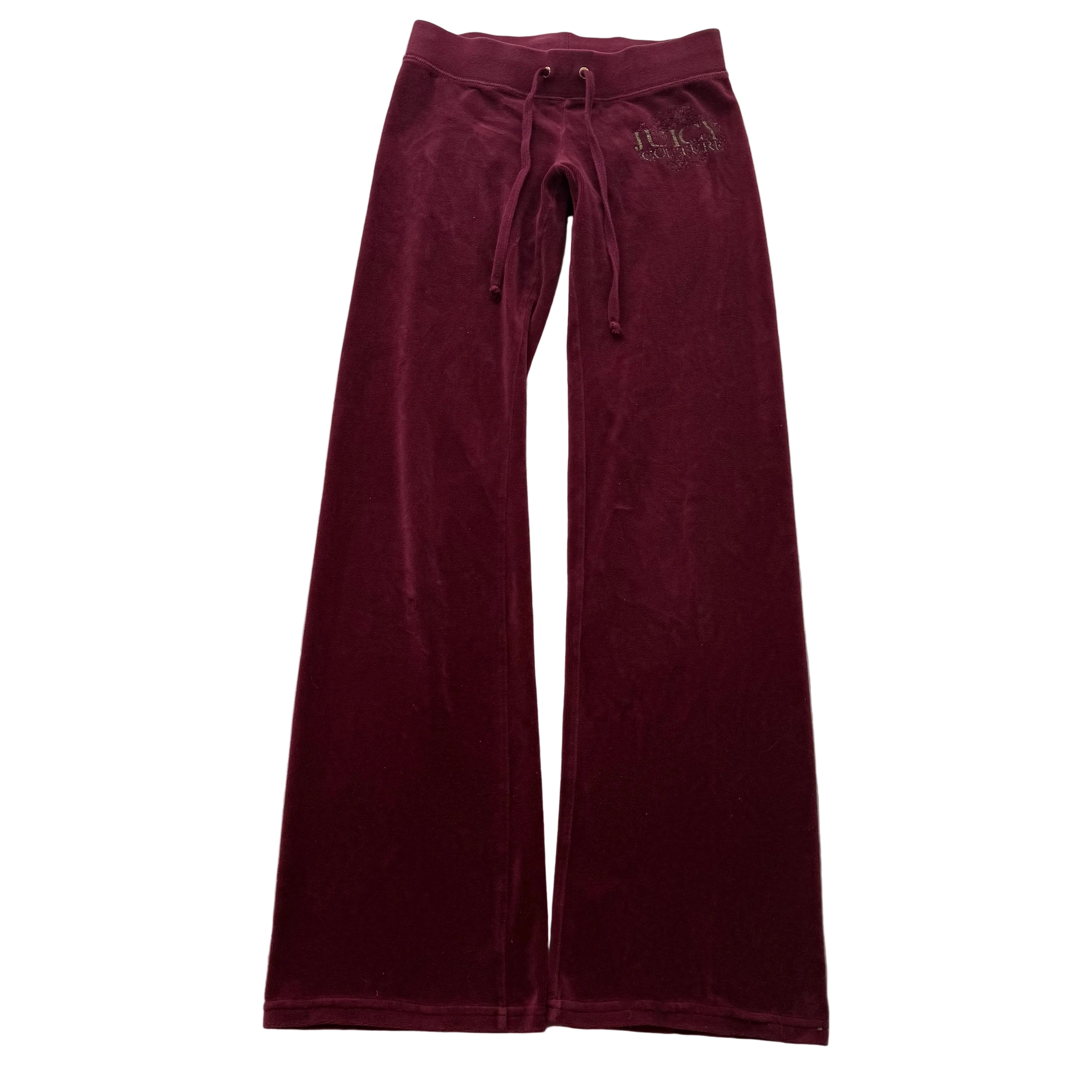 Juicy Couture Women's Maroon Velour Flared Track Pant Loungewear Preppy Size XS