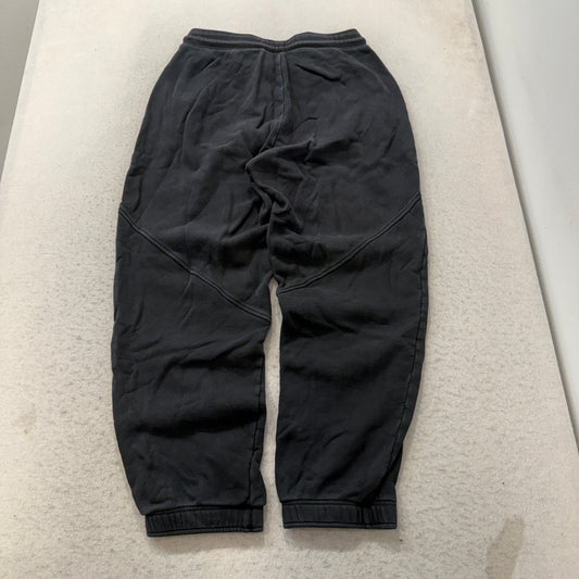 Adidas Men's Black Fleece Sweatpants Drawstring Pockets Tapered Leg Y2K Size L
