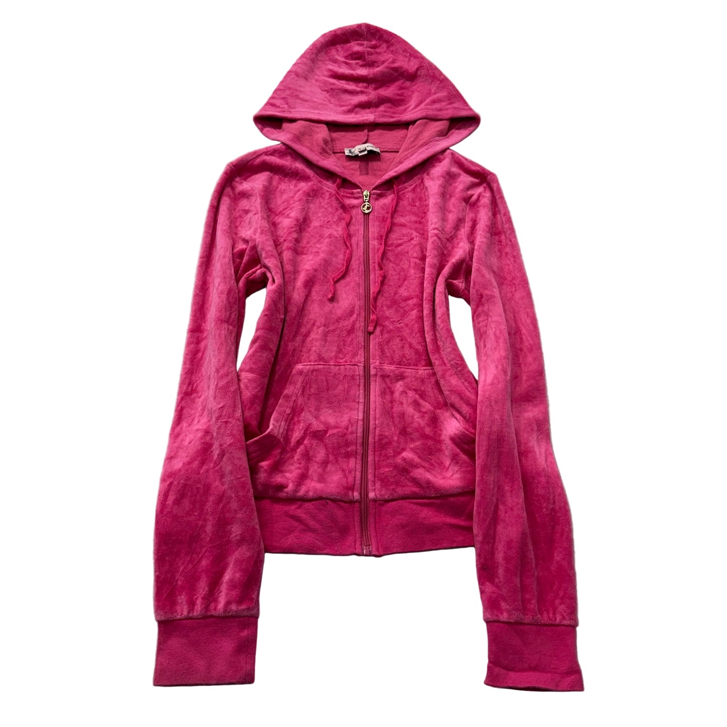 Juicy Couture Women's Pink Velour Zip-Up Hoodie Drawstring Loungewear Y2K Size M