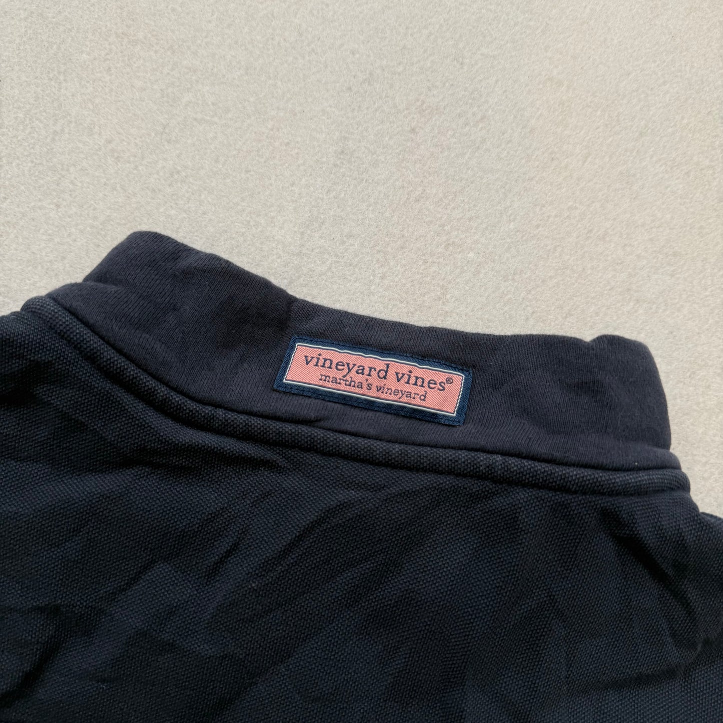 Vineyard Vines Mens Navy Blue Cotton Quarter-Zip Pullover Shep Shirt Logo Size L