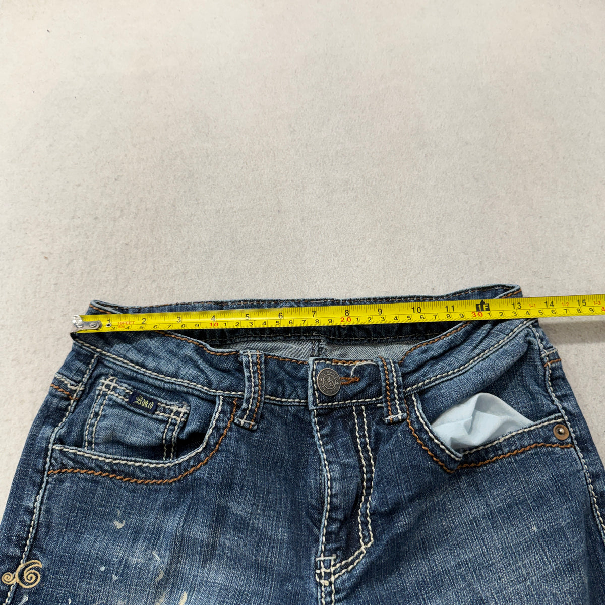 Adiktd Embellished Pocket Boot Cut Jeans Medium Wash Size 4 photo 5