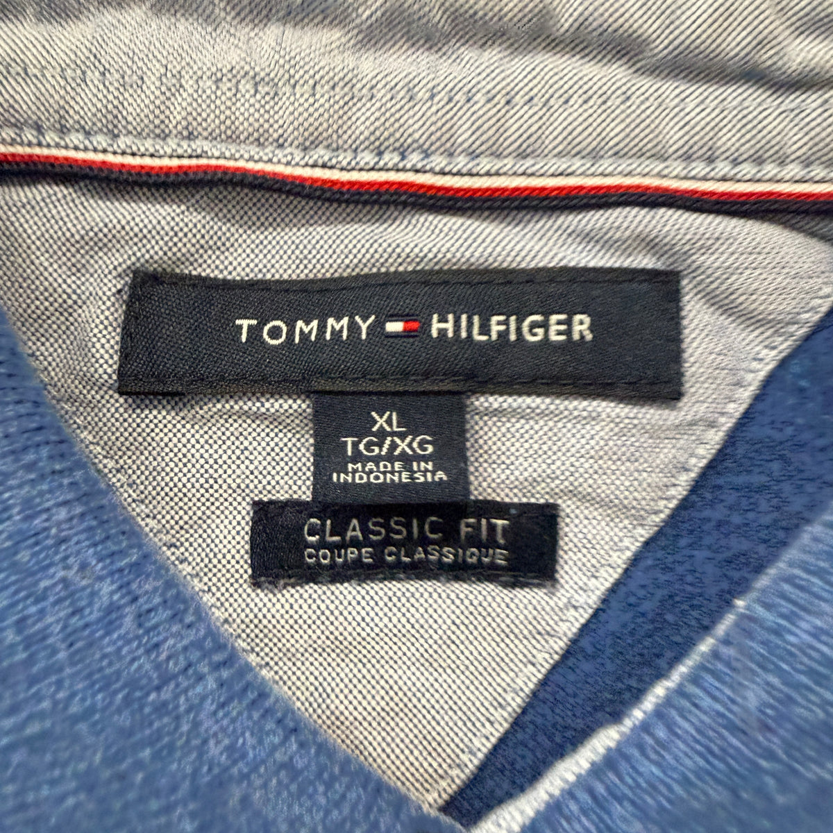 Tommy Hilfiger blue polo brand size tag XL