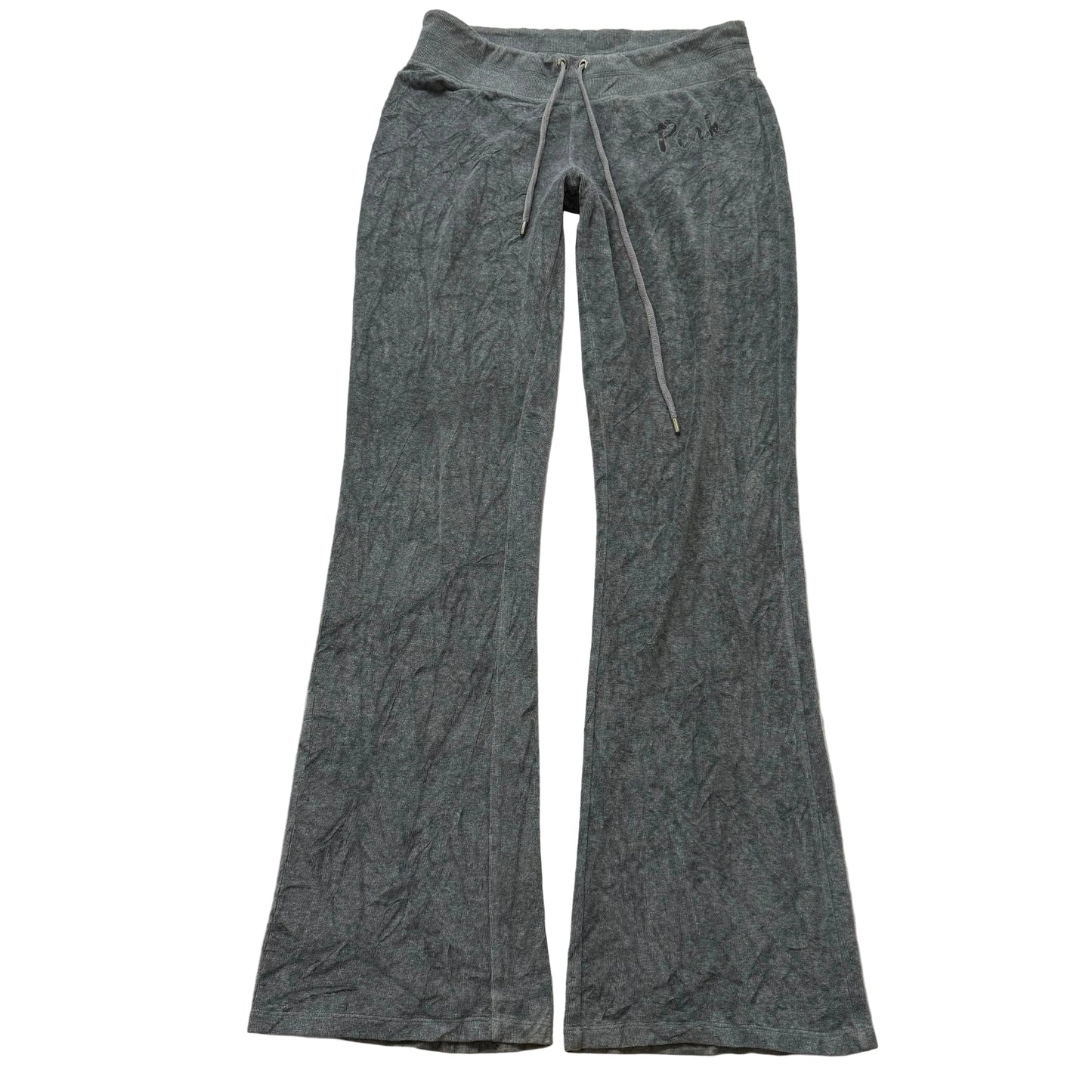 PINK Victoria's Secret Women's Heather Gray Velour Flared Track Pants Y2K Size S