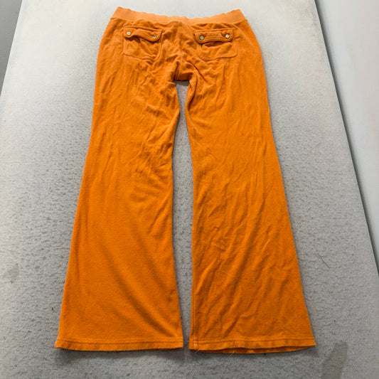 Juicy Couture Women's Orange Terry Cloth Flared Track Pant Drawstring Size M