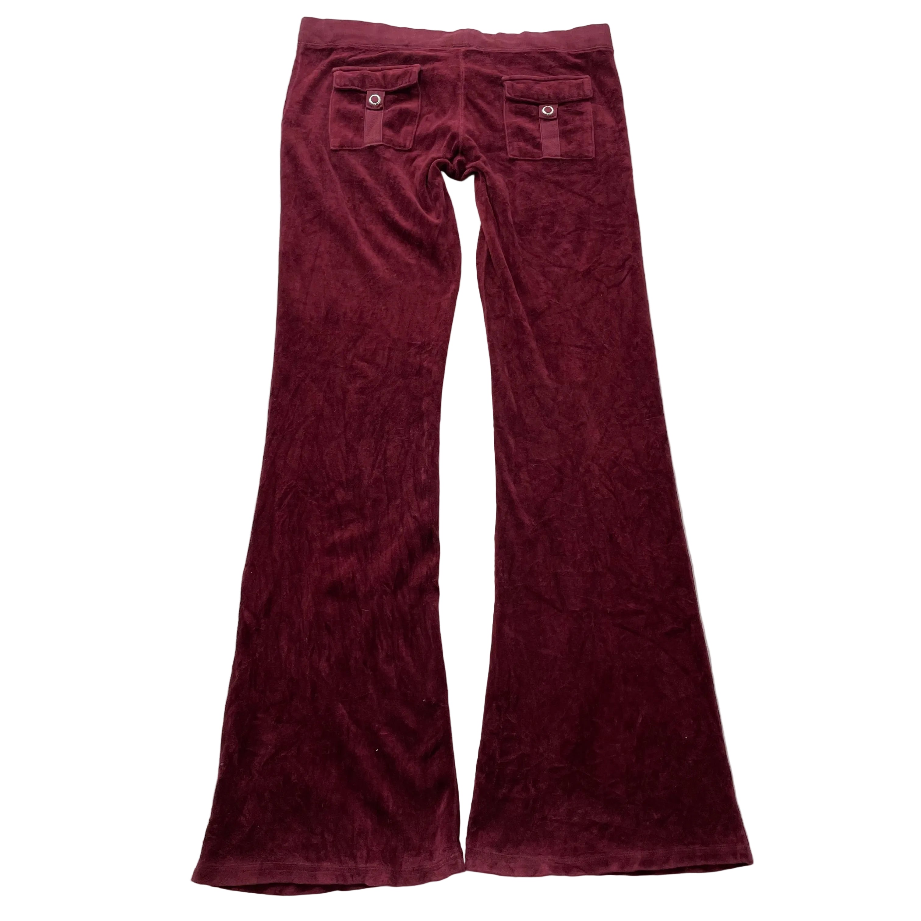 2003 Vintage Juicy Couture Women's Burgundy Velour Flared Leg Track Pant Size S