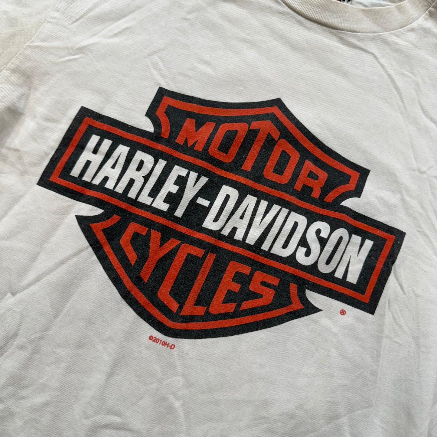 Harley-Davidson Motorcycles Graphic Tee Cream Cotton Shirt Size M