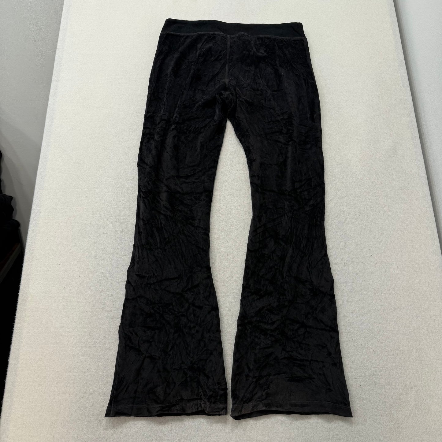 Vintage Juicy Couture Women's Black Velour Flared Track Pants Loungewear Size L