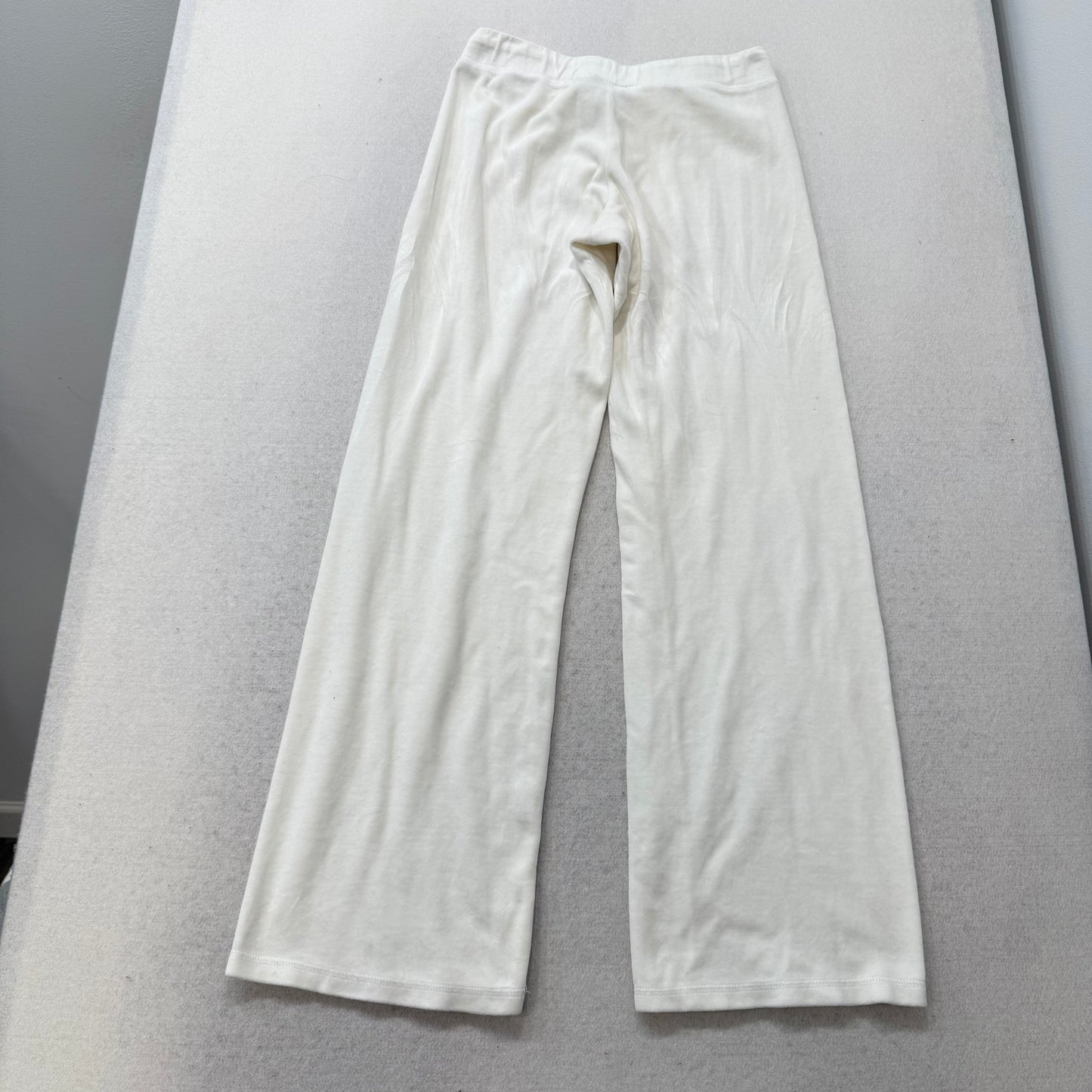 Juicy Couture Women White Velour Flared Track Pants Drawstring Loungewear Size M