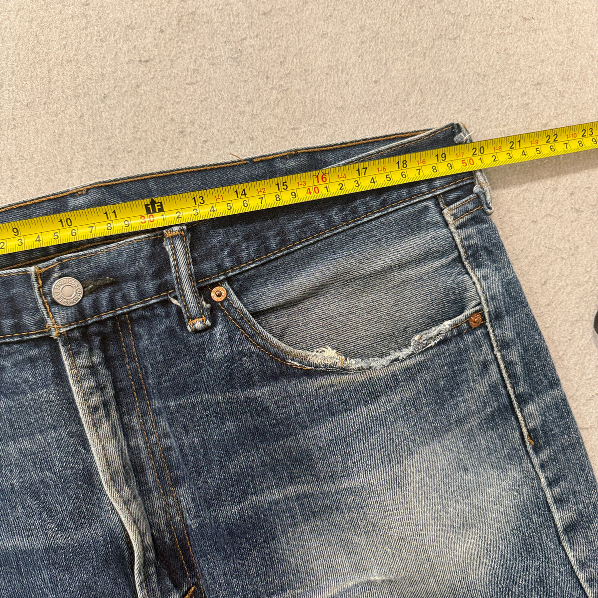 Levis Vintage Distressed Patched Straight Jeans Size 36x30 photo 5