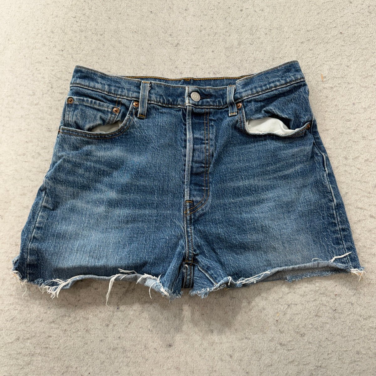 Levis 501 High Rise Cutoff Denim Shorts Size 29 photo 1