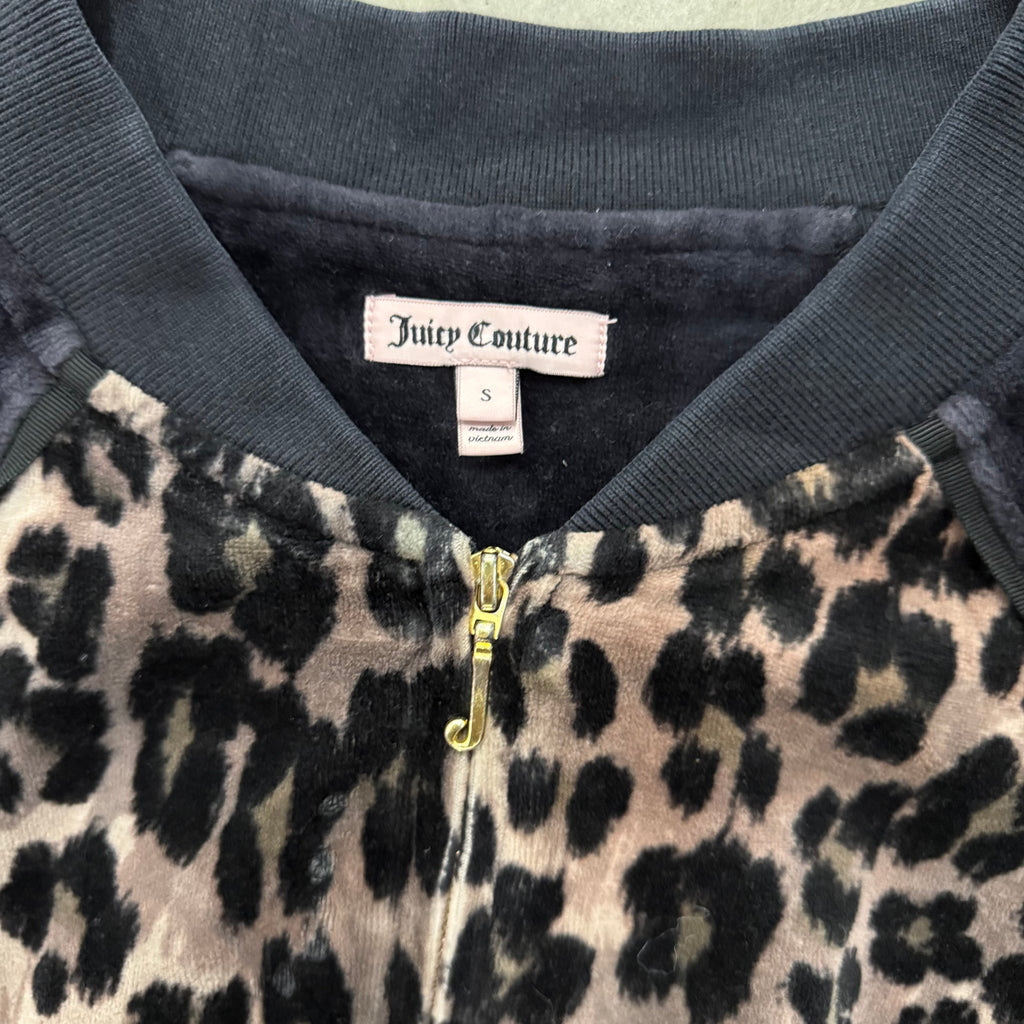 LEOPARD Velour Juicy Couture Collared Zip Up SIZE S