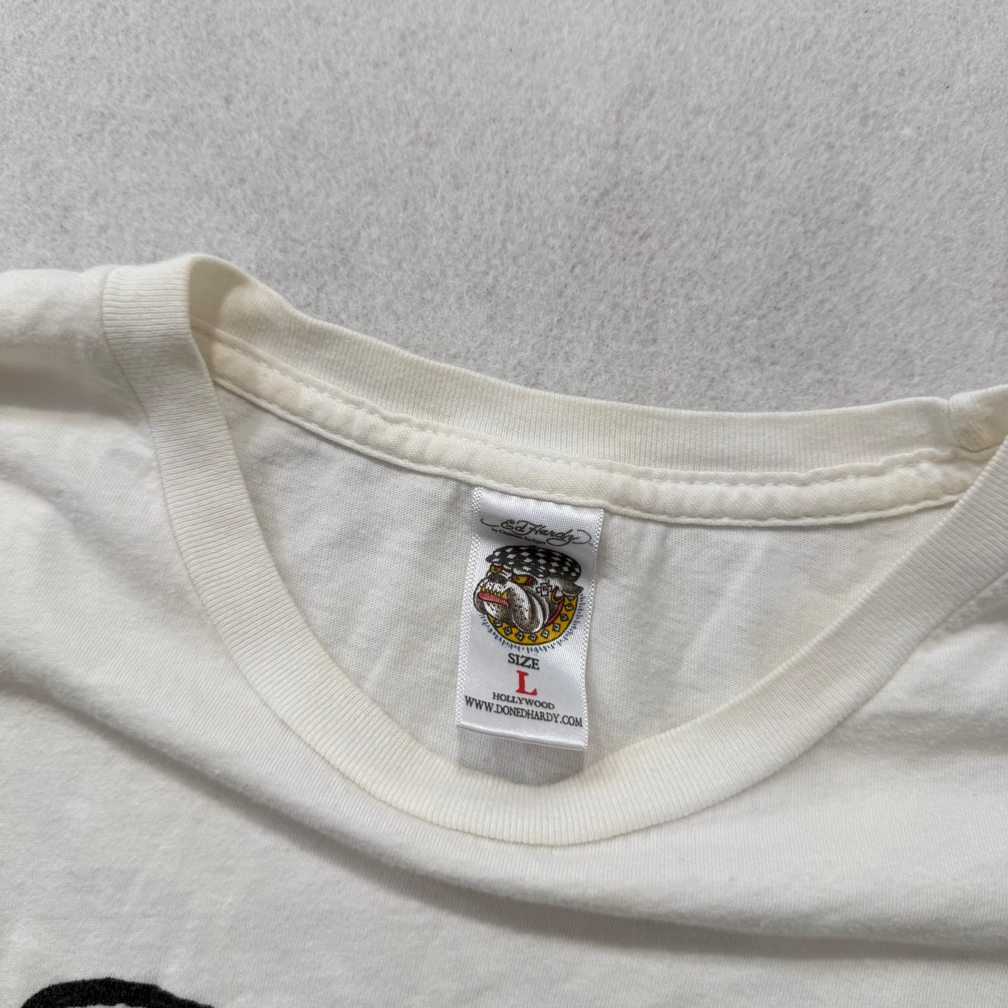 Ed Hardy Men's White Cotton T-Shirt Short Sleeves Skull Graphic Tee Logo Size L