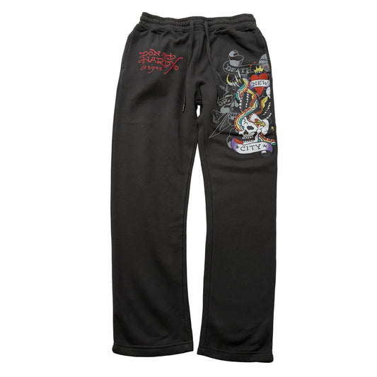 ED HARDY “NYC Skull” CHARCOAL GRAPHIC PANTS