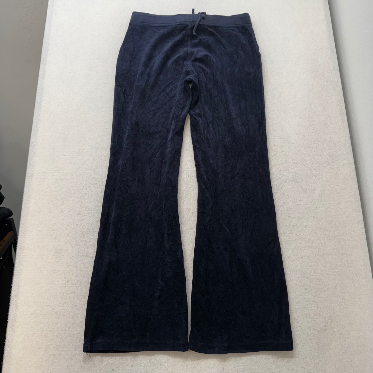 Juicy Couture Navy Blue Velour Tracksuit Set Zip Up Hoodie & Pant Graphic Size S