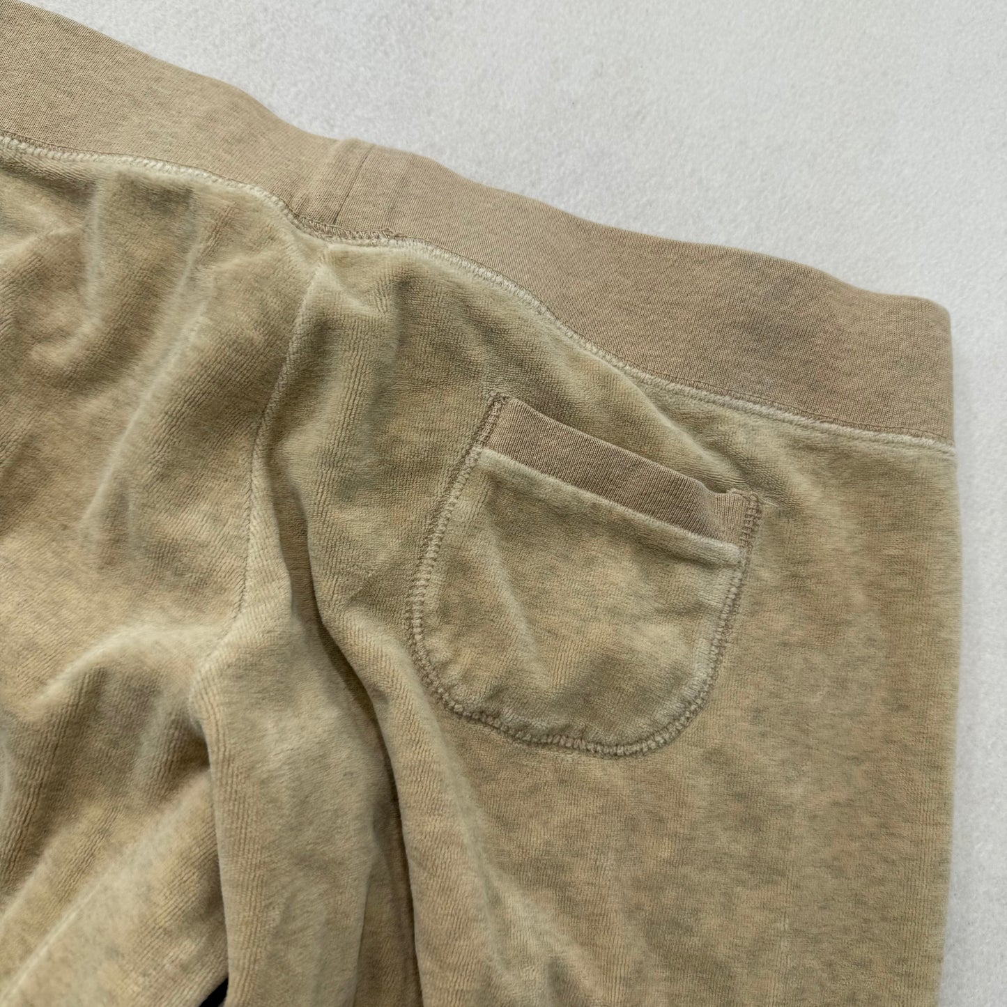 Vintage Juicy Couture Women's Beige Velour Flared Track Pant Back Pocket Size L