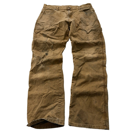 Genuine Dickies Men's Khaki Denim Carpenter Pants Relaxed Fit Pockets Size 33x32