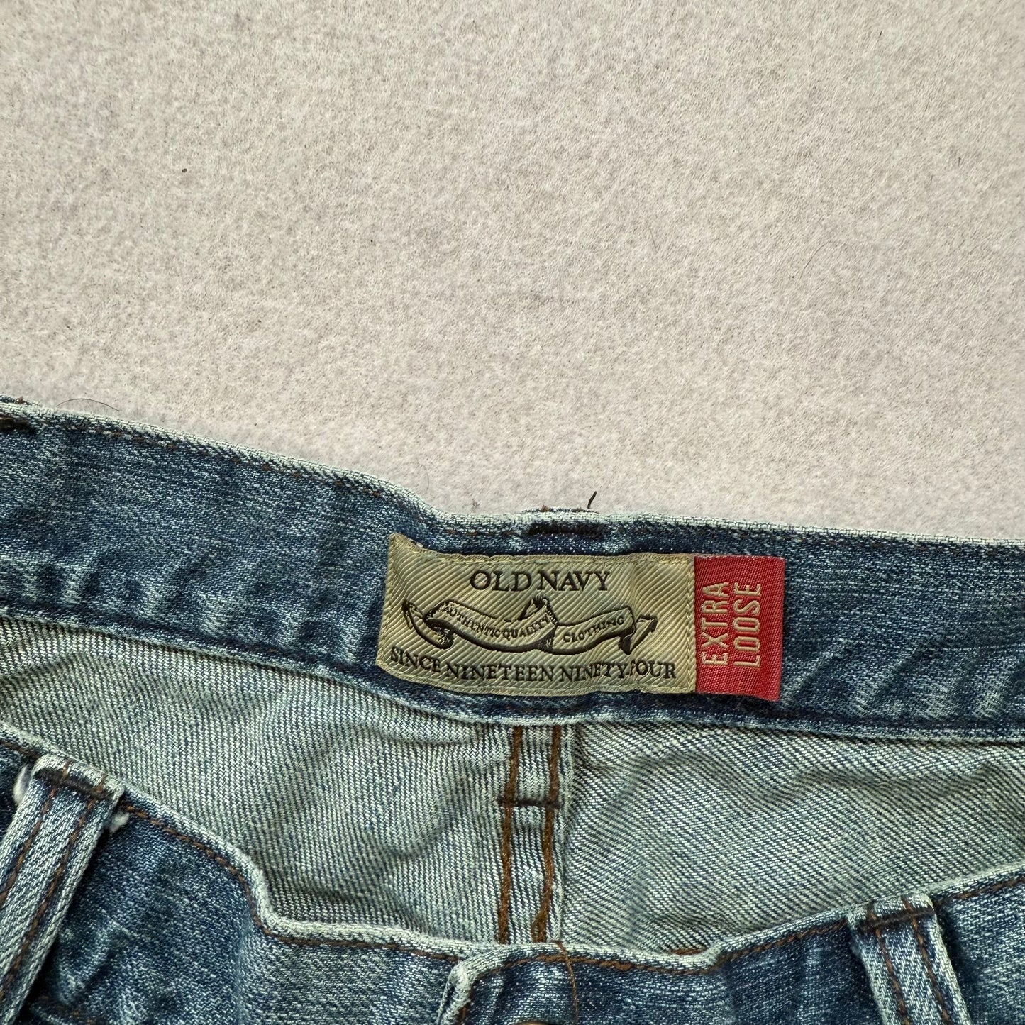 Old Navy Men's Medium Wash Blue Denim Relaxed Straight Wide Leg Jeans Size 36
