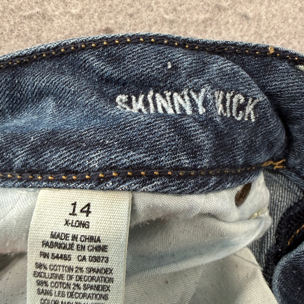 American Eagle Skinny Kick Womne's Blue Denim Jeans Stretch Y2K Size 14 X-Long