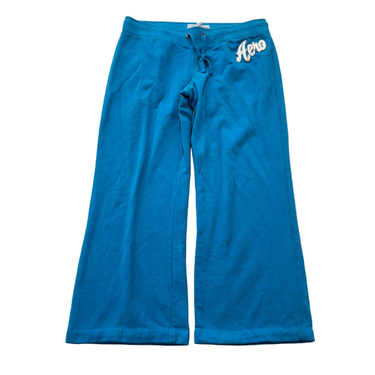 Aeropostale Women's Spirit Blue Flared Wide Leg Sweatpant Loungewear Logo Size L