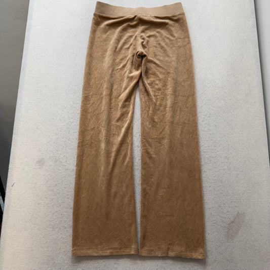 Juicy Couture Women's Tan Velour Flared Track Pant Loungewear Low Rise Size XS