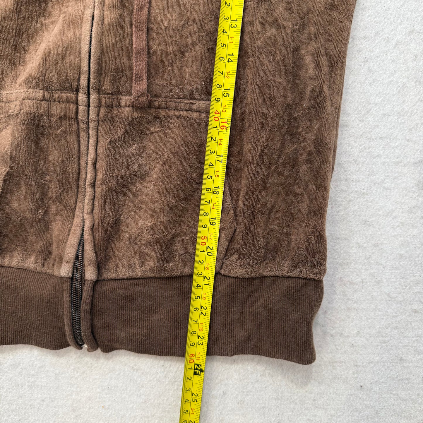 Vintage Juicy Couture Women's Brown Velour Full Zip Hoodie Loungewear Y2K Size S