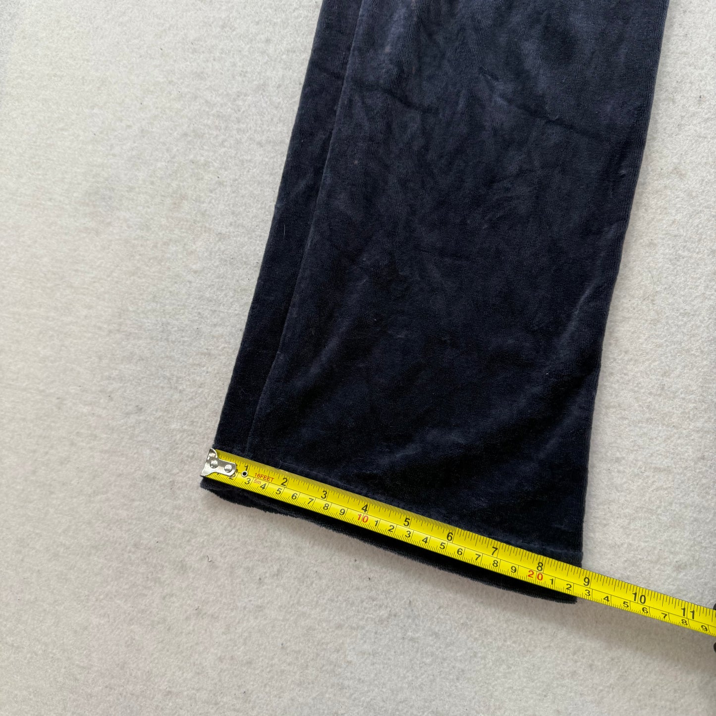 Juicy Couture Women's Navy Blue Velour Flared Track Pant Back Snap Pocket Size M