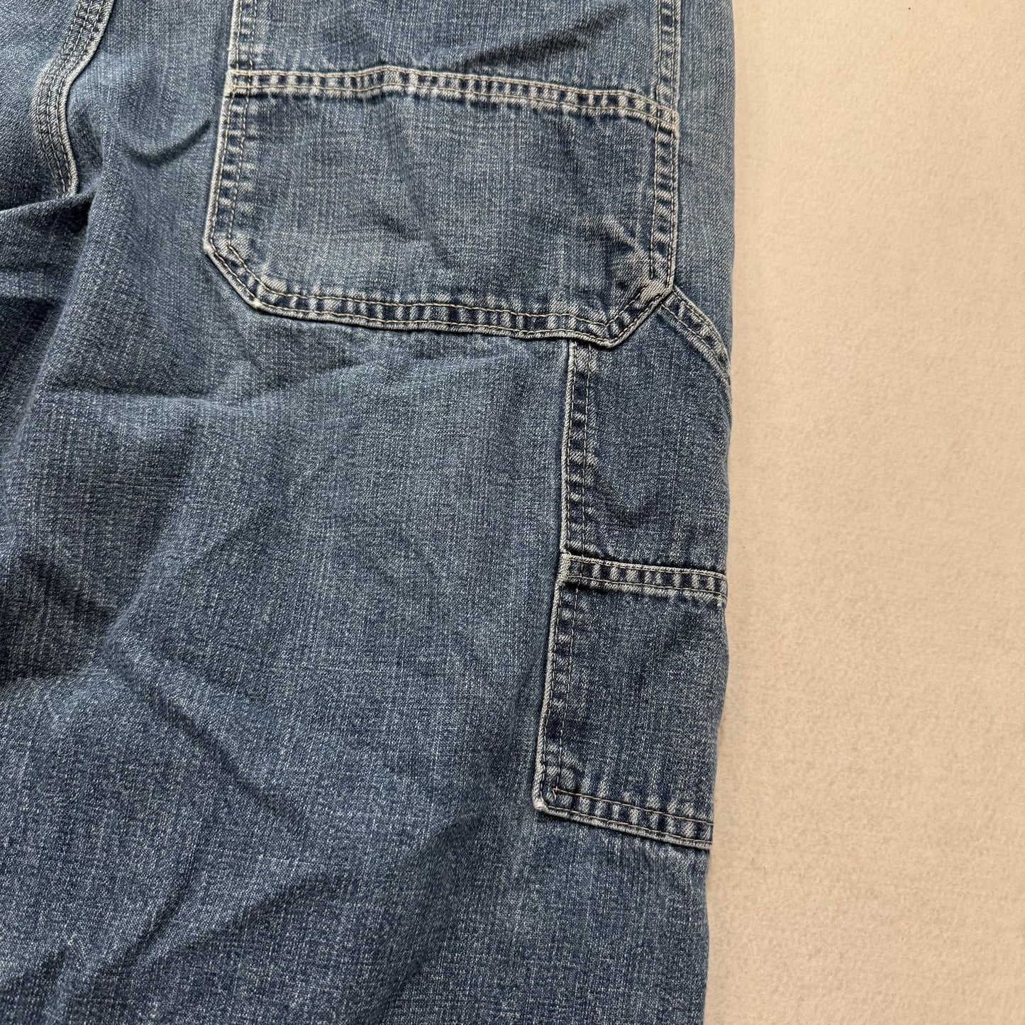 Lee Men Medium Blue Denim Baggy Straight Leg Carpenter Jeans Hammer Loop Size 40