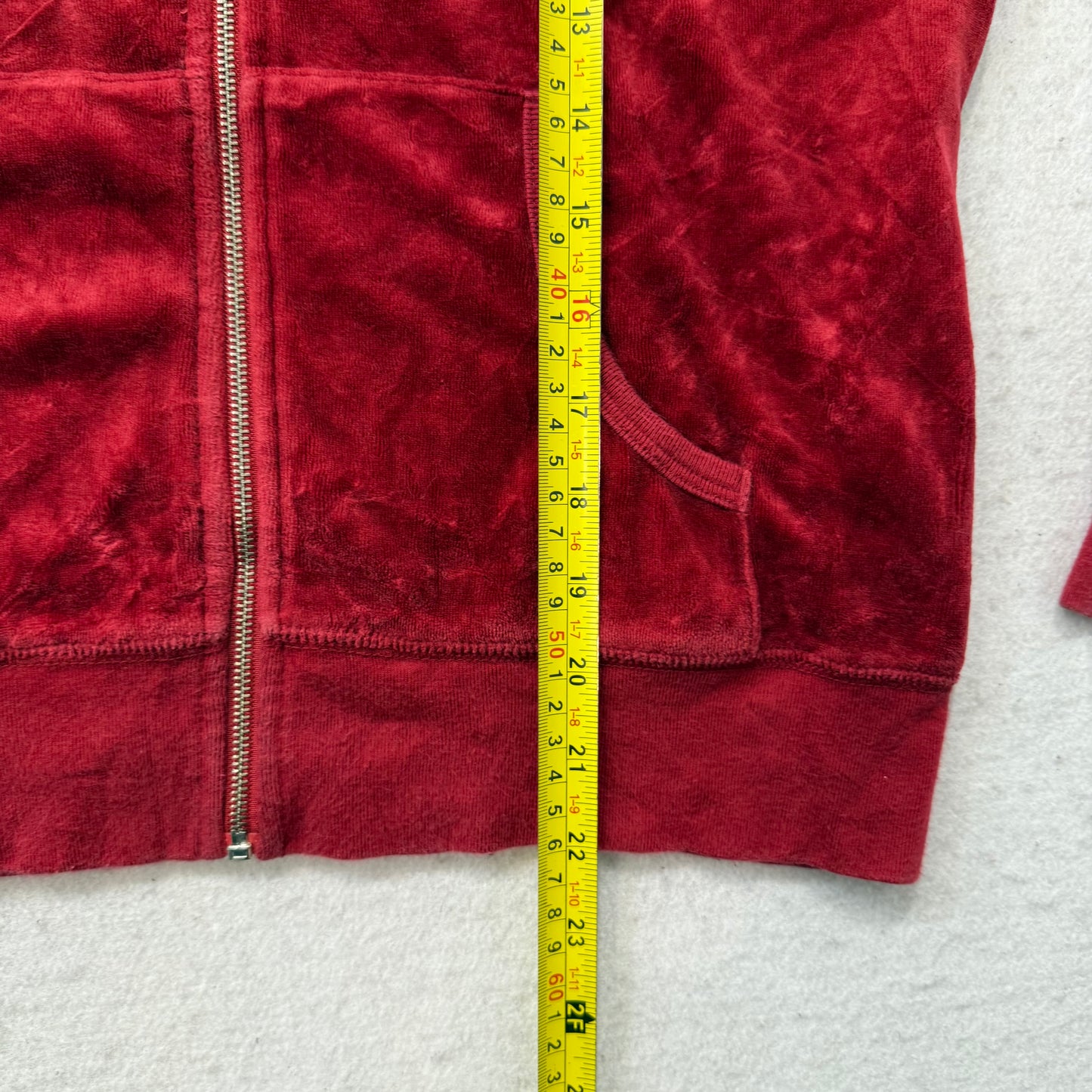 Juicy Couture Ruby Red Velour Tracksuit Set Zip-Up Hoodie & Flared Pant Size S/M