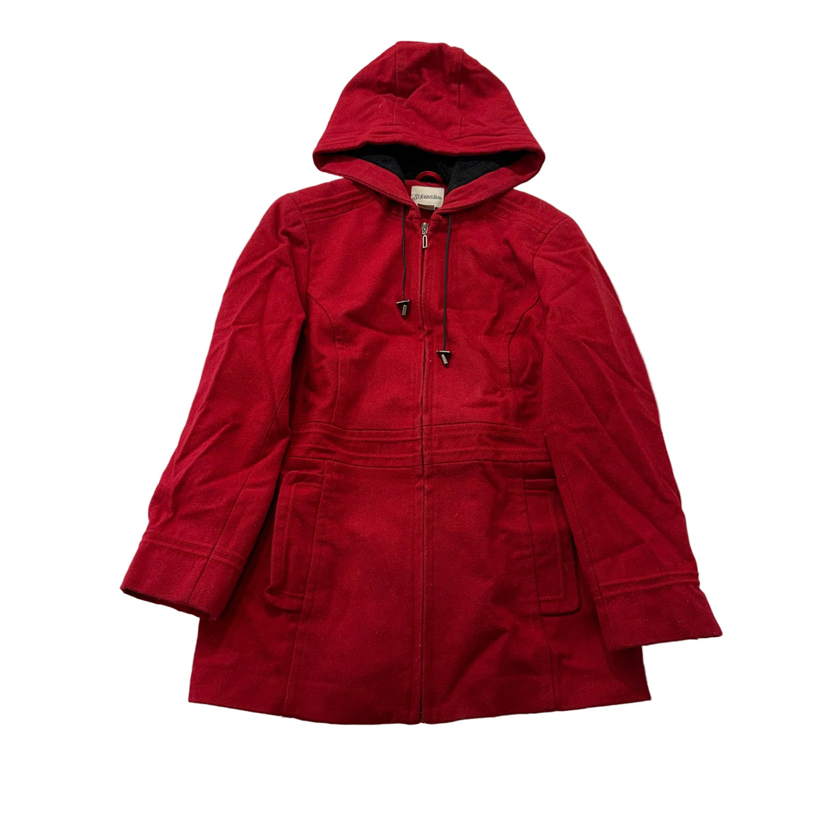 St. Johns Bay Womens Red Hooded Wool Blend Coat Size M photo 1