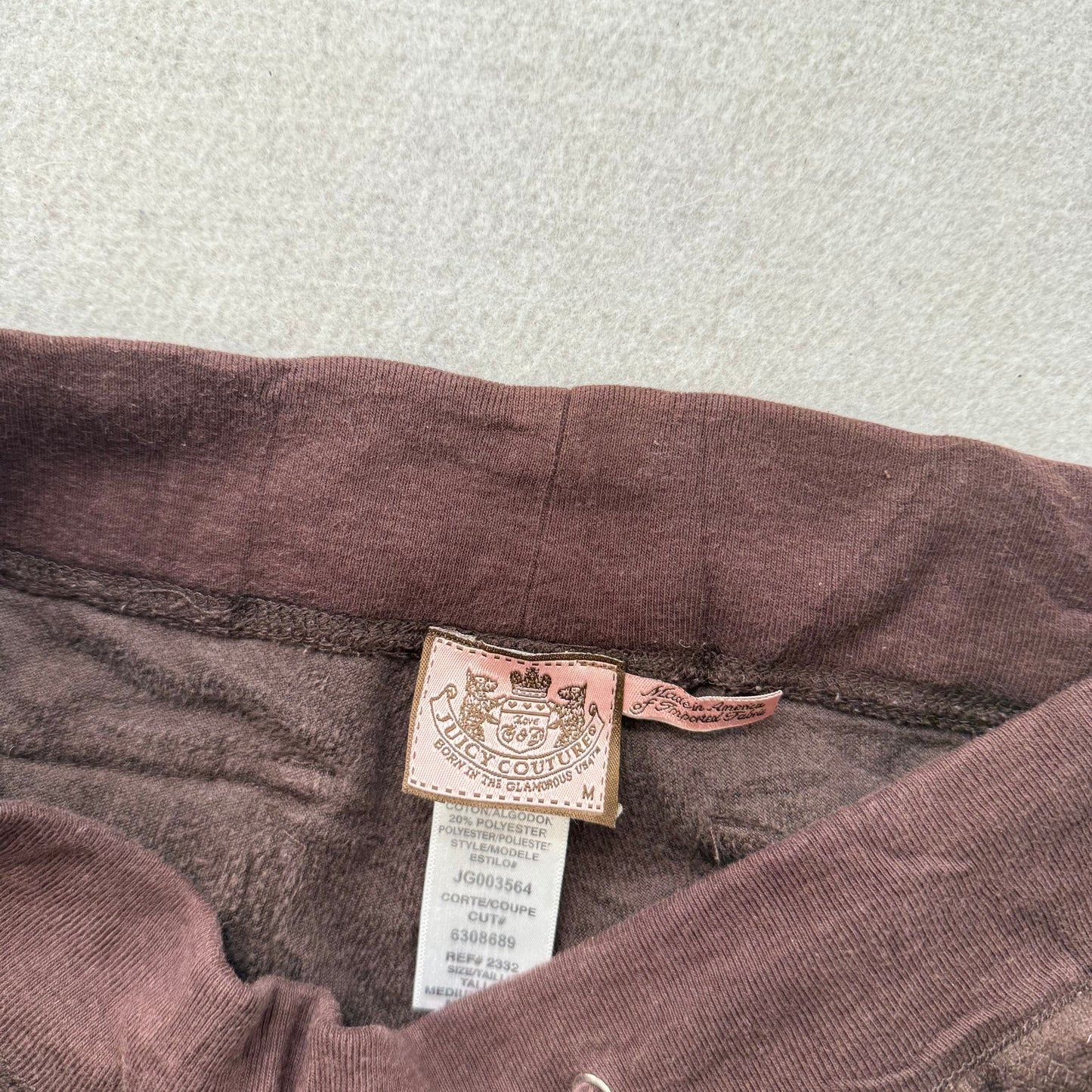 Juicy Couture Women's Brown Velour Flared Track Pant Back Snap Pockets Size M