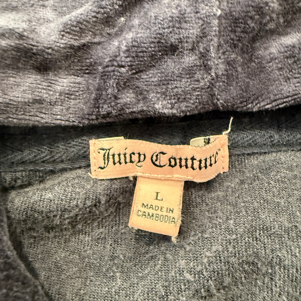 Juicy Couture Women's Navy Velour Zip-Up Hoodie Sequin Crest Logo Y2K Size L