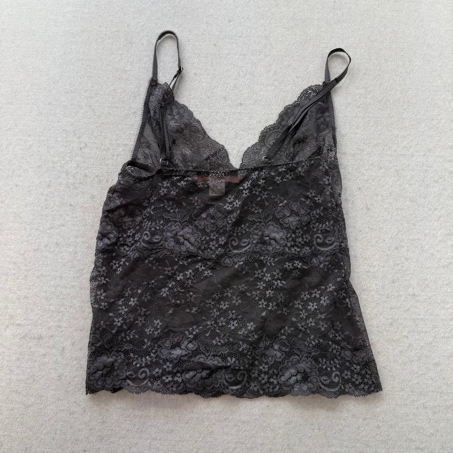 Victoria's Secret Women's Black Floral Lace Camisole Top Scalloped Edge Size S