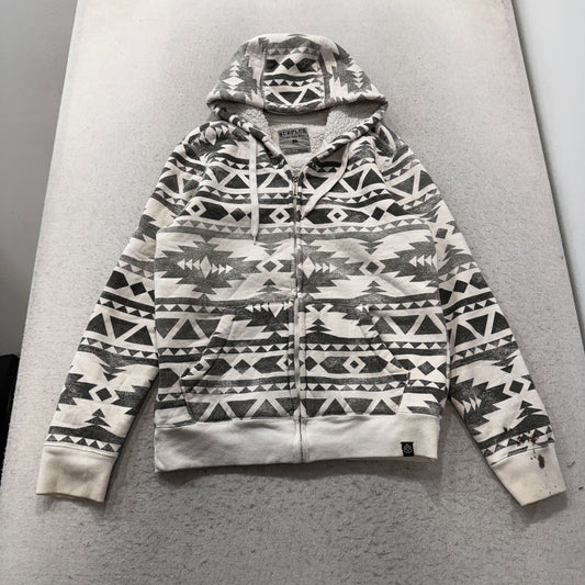 Surplus Aztec Sherpa Lined Full-Zip Hoodie Women's Cream Gray Print Size S photo 1
