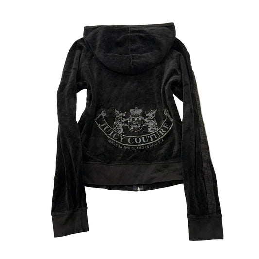 2003 Vintage Juicy Couture Scottie Dogs Women Black Velour Zip-Up Hoodie Size XL